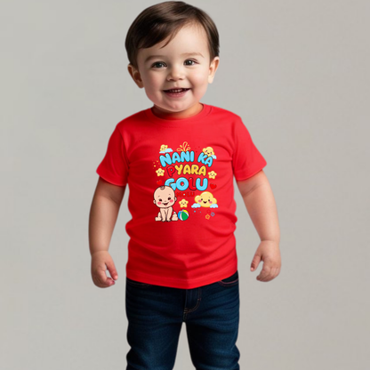 "Nani Ka Pyara Golu Molu" Toddler T-Shirt – Soft Cotton, Half Sleeve, Round Neck, Boys T-shirt