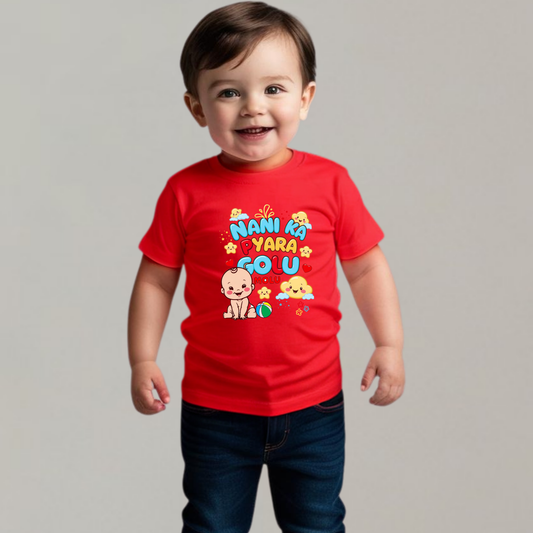 "Nani Ka Pyara Golu Molu" Toddler T-Shirt – Soft Cotton, Half Sleeve, Round Neck, Boys T-shirt