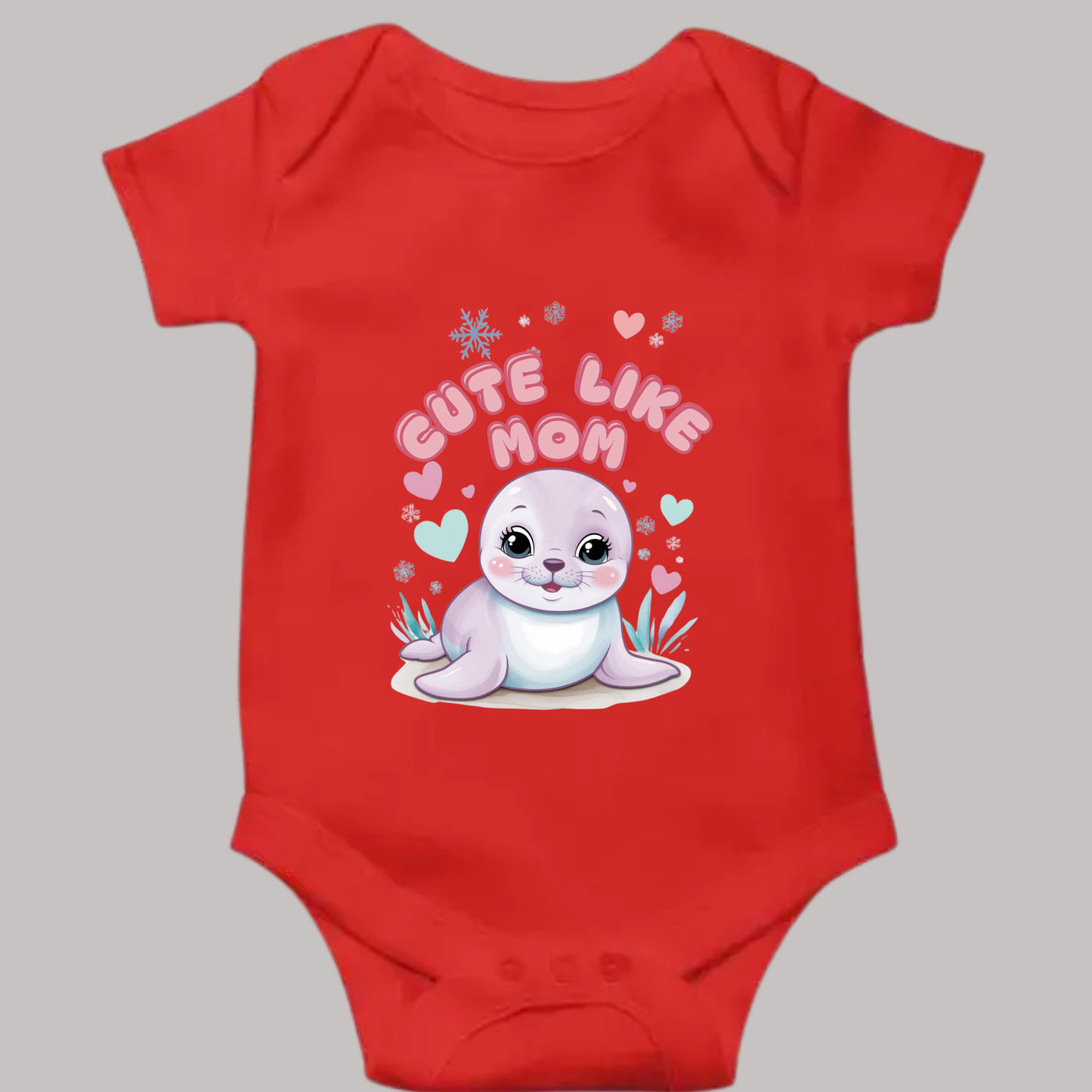 Cute Like Mom Romper – Soft & Adorable Baby Outfit with Baby Seal Print(Unisex)