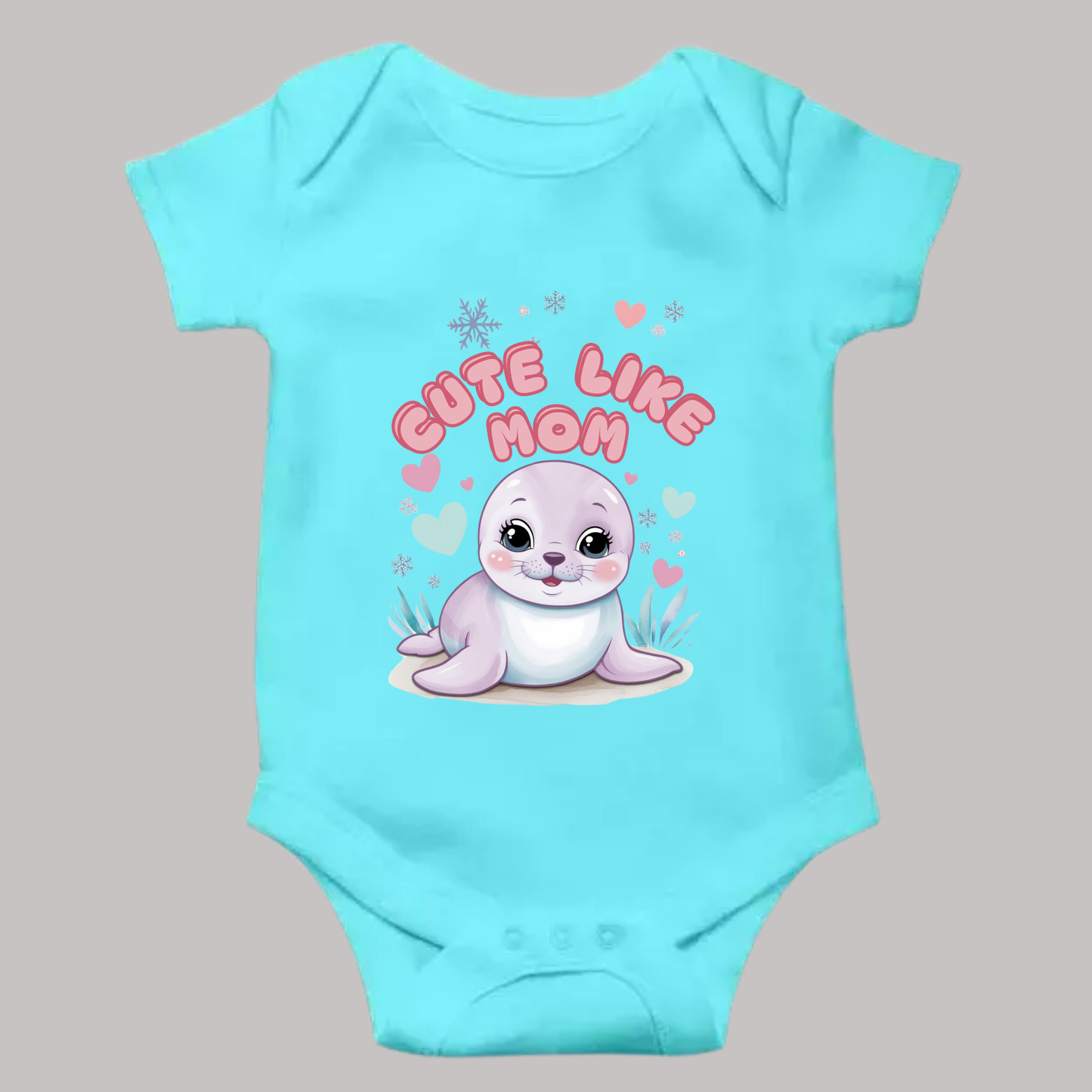 Cute Like Mom Romper – Soft & Adorable Baby Outfit with Baby Seal Print(Unisex)