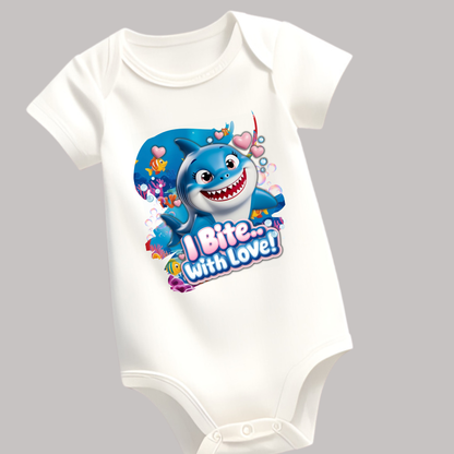Snappy Shark Romper - "I Bite with Love " - Unisex