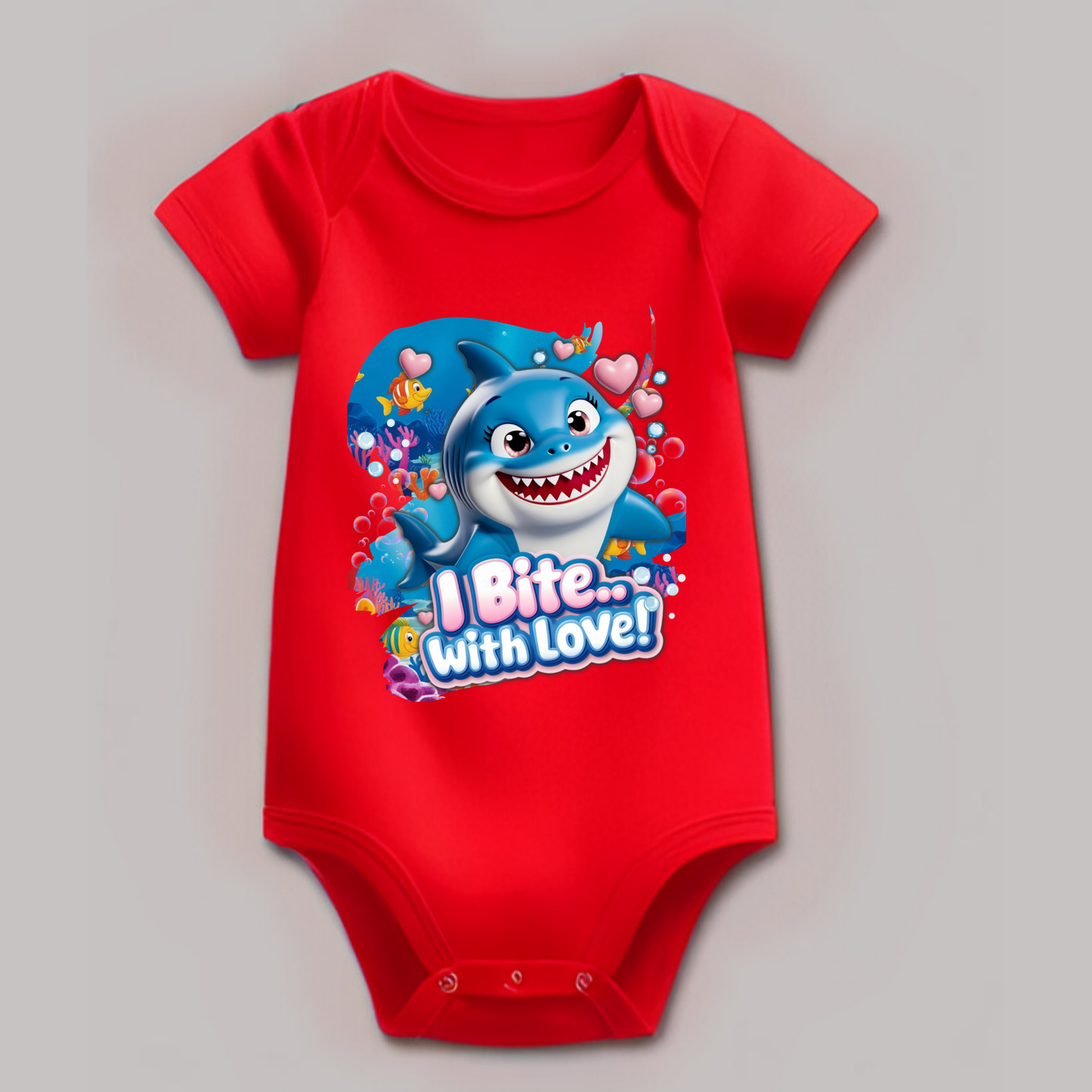 Snappy Shark Romper - "I Bite with Love " - Unisex