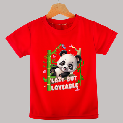 Lazy but Lovable Panda T-Shirt | 100% Cotton Kids Wear | Made in India