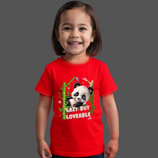 Lazy but Lovable Panda T-Shirt | 100% Cotton Kids Wear | Made in India