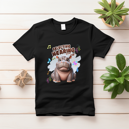 Selective Hearing Mode: ON - Hippo Kids T-Shirt | 100% Cotton | Made in India