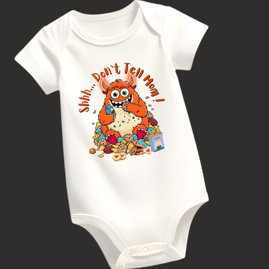 "Shhh... Don’t Tell Mom" – Monster Cookie Romper for Babies (Unisex)