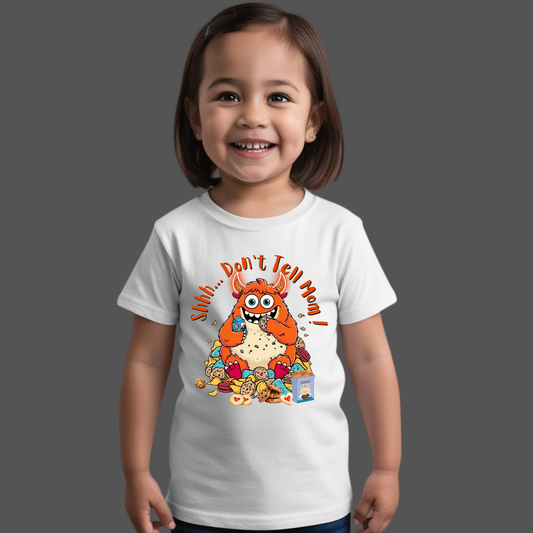 Shhh... Don’t Tell Mom" – Cute Monster Cookie T-Shirt for Kids