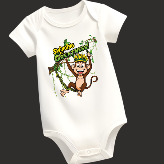 Swinging to Greatness – Motivational Baby Romper for Little Stars