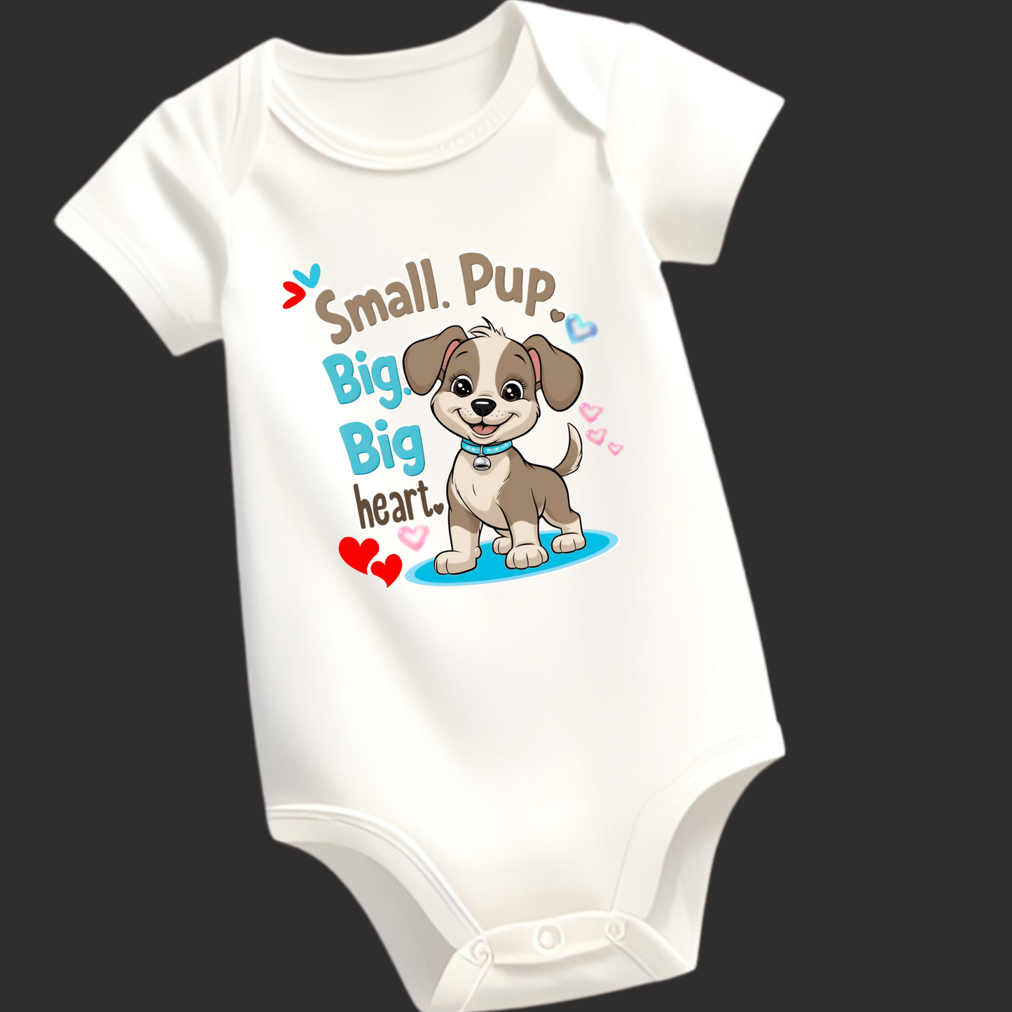 Small Pup, Big Big Heart – Cuddly Romper for Baby Dog Lovers