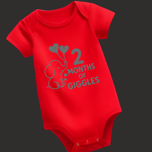 Elephant Love – 2 Months of Giggles Baby Romper | Puff Vinyl Print | Unisex