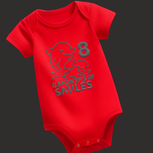 8 Months of Smiles - Dolphin Puff Print Baby Romper (Unisex)