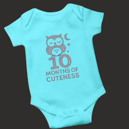 10 Months of Cuteness Owl Baby Romper – Soft Cotton, Vinyl Puff Print