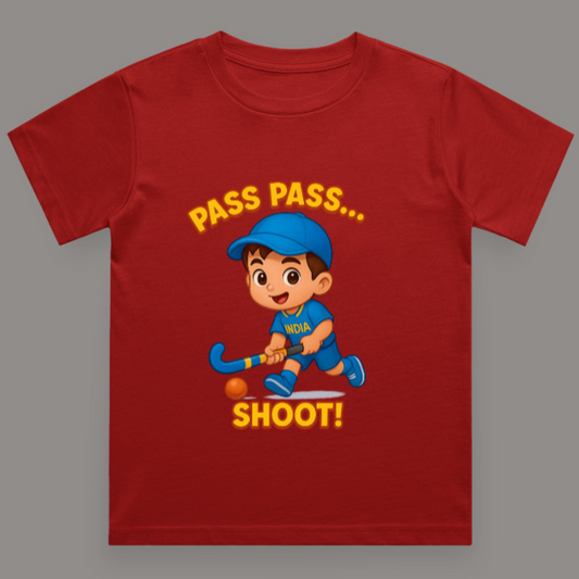 Pass Pass Shoot! – Boy Hockey T-Shirt – Sporty Anime Tee for Boys (Exclusive)