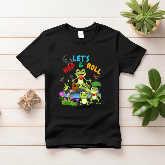 Let’s Hop and Roll Toddler Unisex T-Shirt | Cute Frog Graphic Tee | 100% Cotton