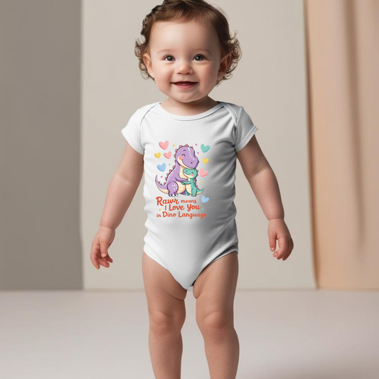 Baby Dinosaur Romper - 'Dino-Mite Baby' Design | Soft Cotton Toddler T-Shirt (Unisex)