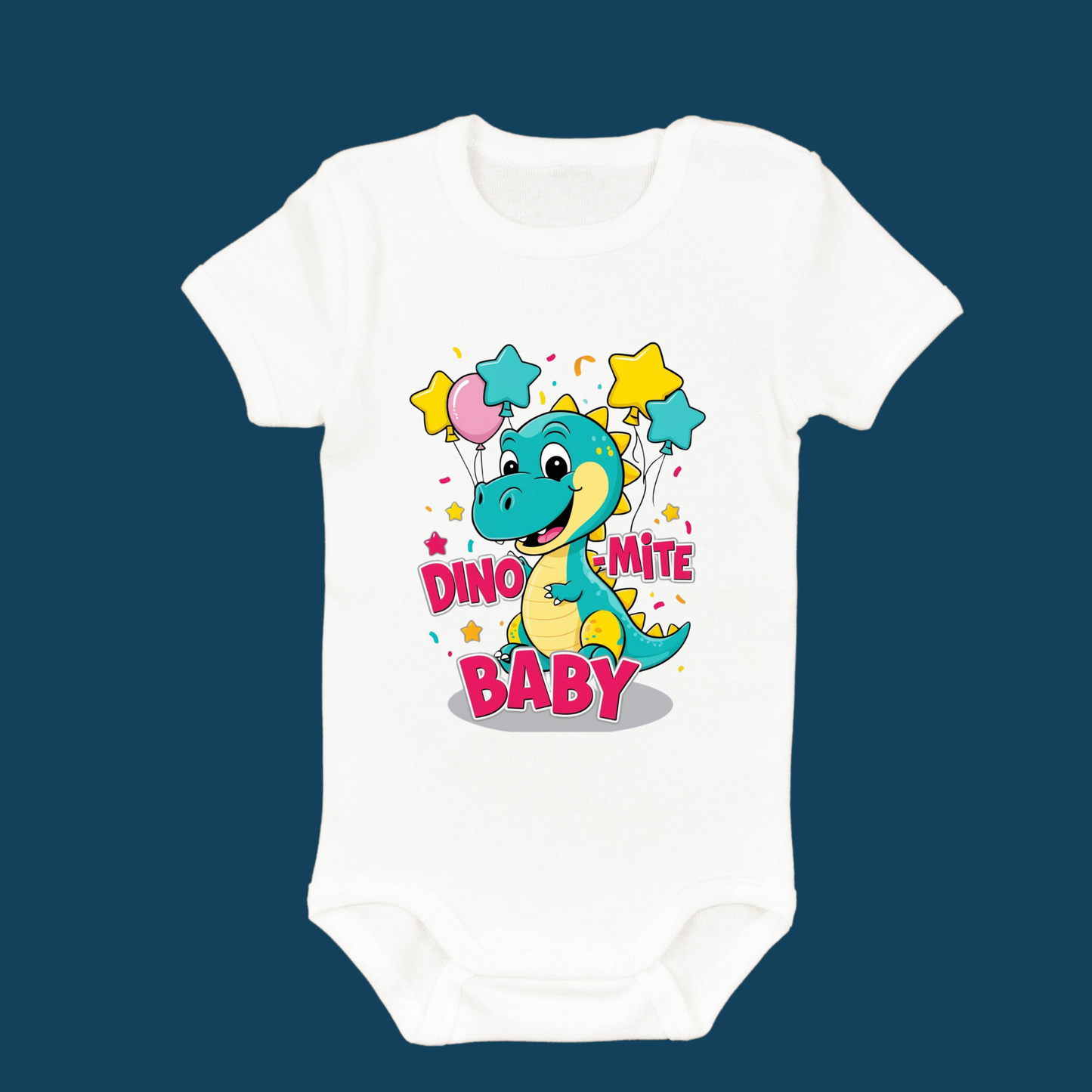 Baby Dinosaur Romper - 'Dino-Mite Baby' Design | Soft Cotton Toddler T-Shirt
