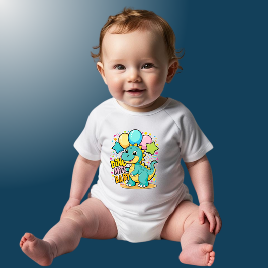 Baby Dinosaur Romper - 'Dino-Mite Baby' Design | Soft Cotton Toddler T-Shirt (Unisex)