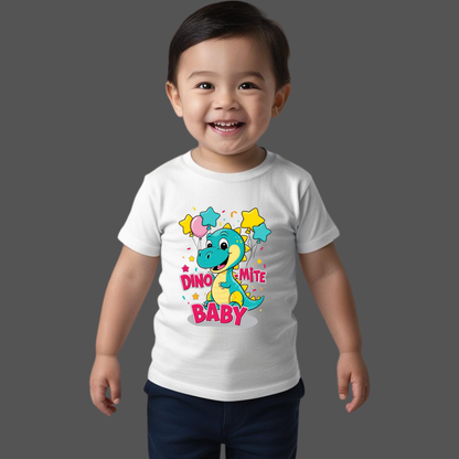 Baby Dinosaur - 'Dino-Mite Baby' Design | Soft Cotton Toddler T-Shirt"
