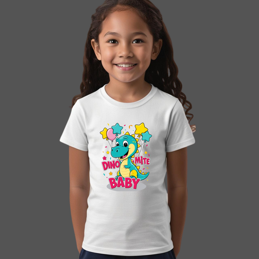 Baby Dinosaur - 'Dino-Mite Baby' Design | Soft Cotton Toddler T-Shirt