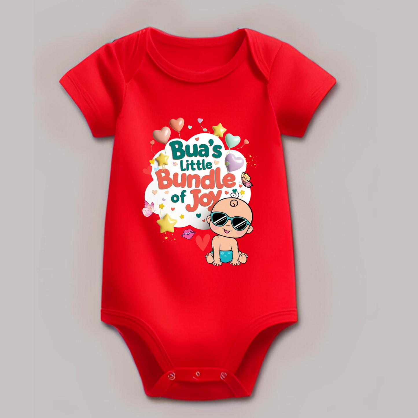 Adorable Bua-Themed Cotton Baby Romper – Custom-Made for Comfort and Style